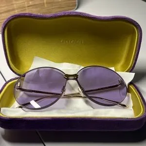 Gucci round frame rimless sunglasses (gold purple) Gucci - Round Frame Rimless Sunglasses - Gold Purple - Gucci  main image 2